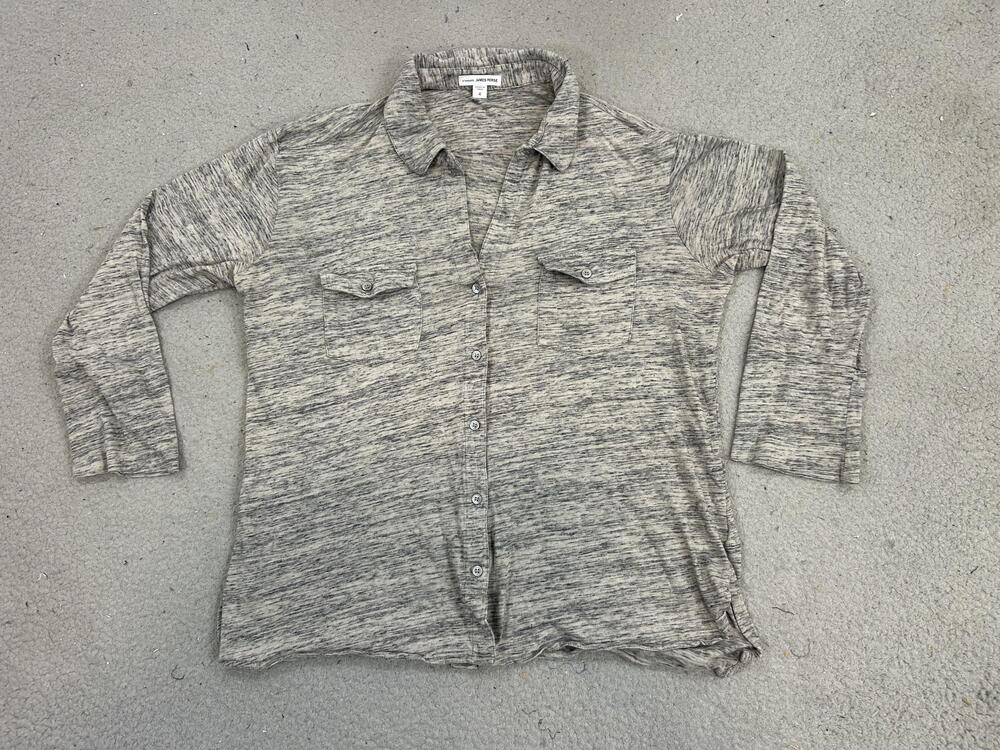James Perse Shirt Womens 4 Gray Button Up Pocket Lightweight Soft Casual Top